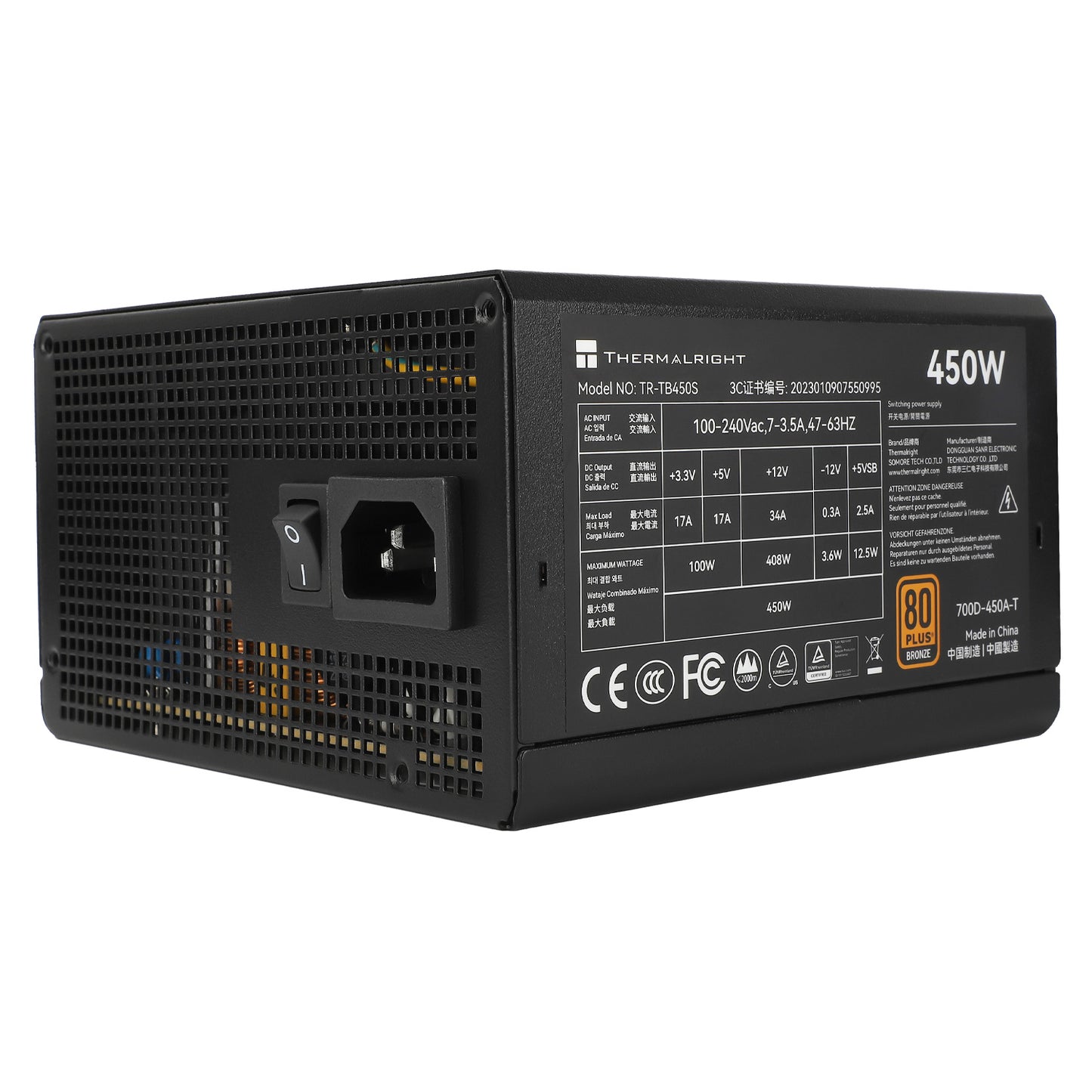 Thermalright TR-TB450S 450W ATX Power Supply – 80 PLUS Bronze Certified