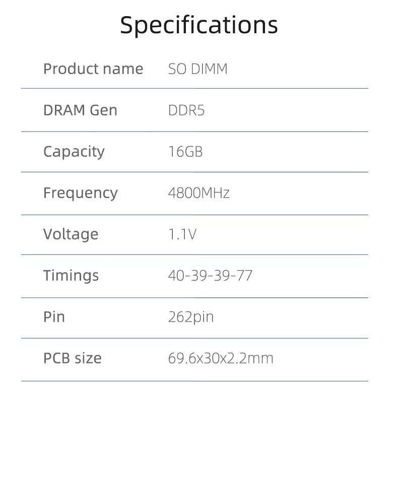 Kingbank KDSN DDR5 4800MHz CL46 16GB SODIMM