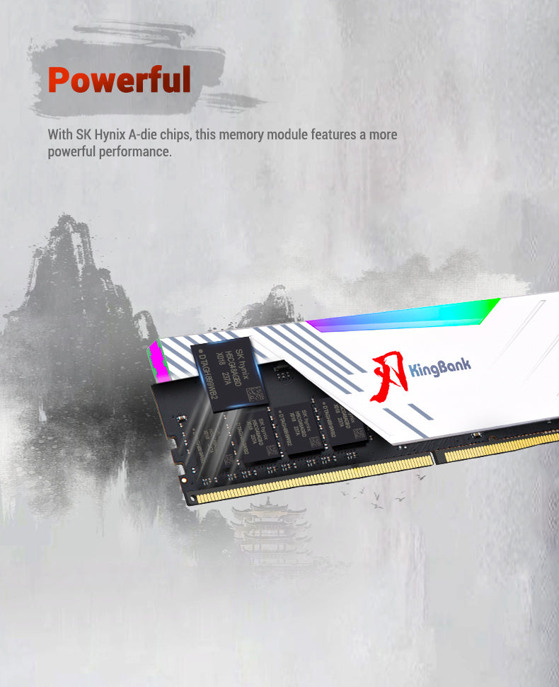 Kingbank KRRW DDR5 6000MHz 32GB*2 UDIMM M Hynix CL36 White RGB