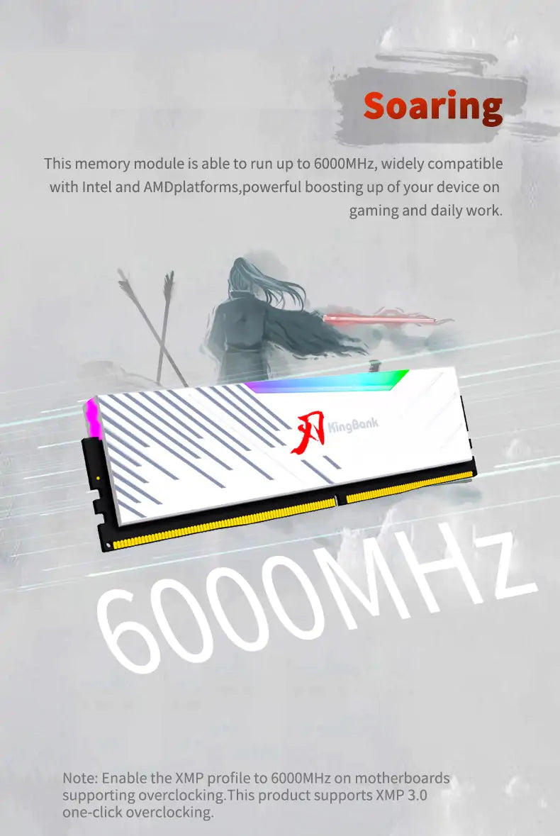 Kingbank KRRW DDR5 6000MHz 16GB*2 UDIMM A Hynix CL28 White RGB