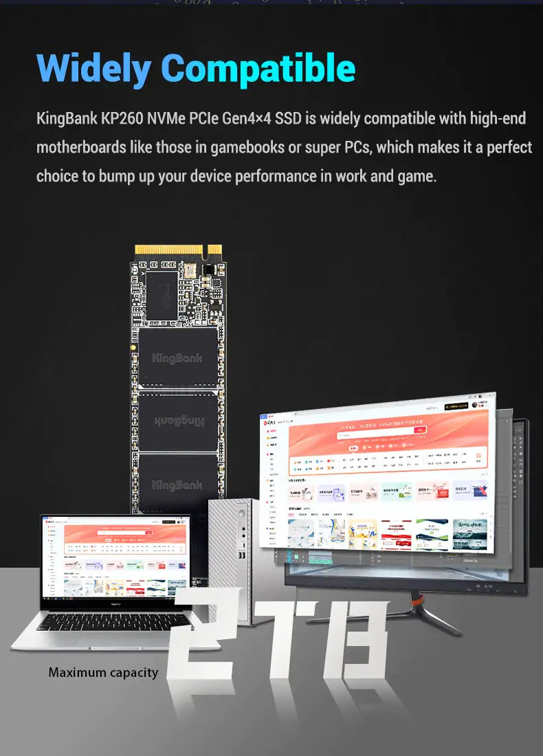 Kingbank KP260 M.2 PCIe Gen 4.0 SSD Upto 5000MB/s Read 4500MB/s Write 2TB