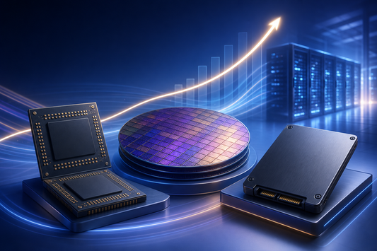 Original Aochips illustration of DRAM, NAND flash, an SSD and data-centre demand