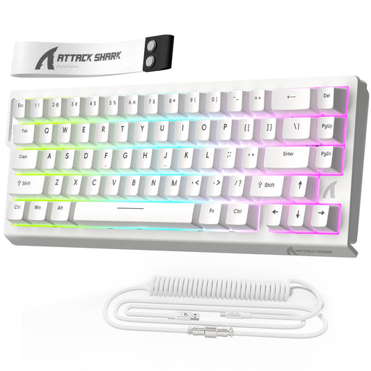 ATTACK SHARK X68 HE Rapid Trigger Keyboard Magnetic Switch with C01PRO Coiled Cable