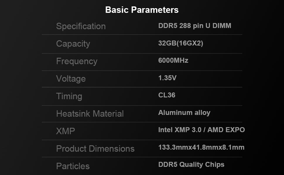KingBank KRRW DDR5 6000MHz 16GB*2 UDIMM CXMT White RGB