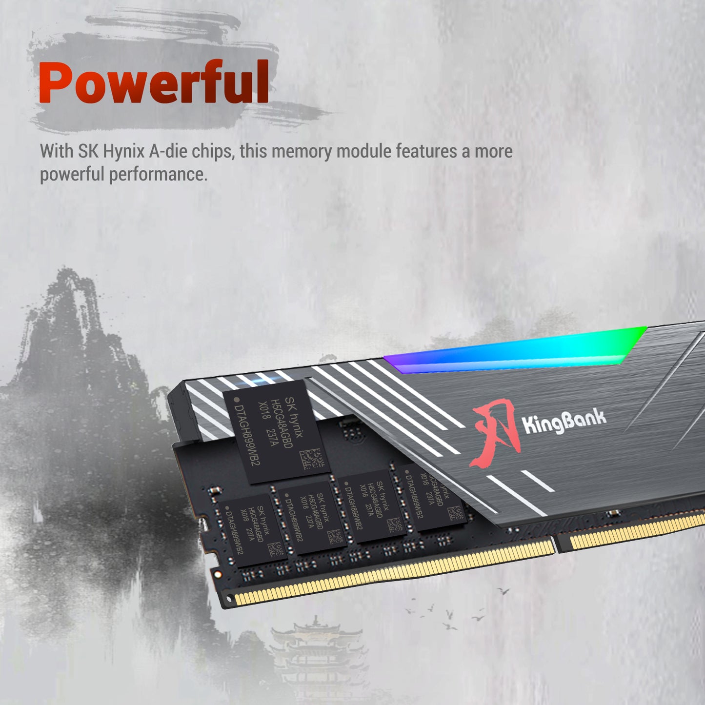 Kingbank KRRB DDR5 6400MHz 32GB*2 UDIMM A Hynix CL32 Black RGB