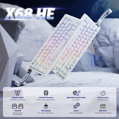 ATTACK SHARK X68 HE 8000Hz Rapid Trigger Keyboard 0.02mm white