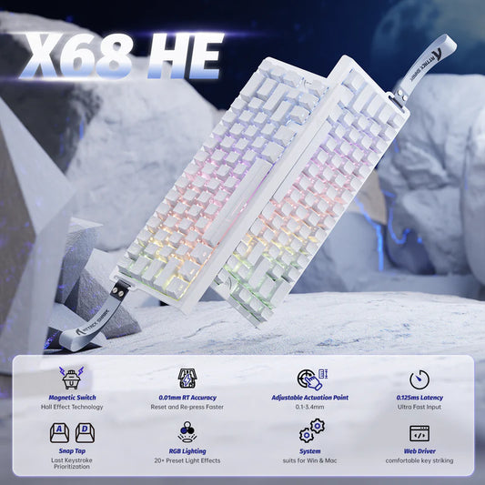 ATTACK SHARK X68 HE 8000Hz Rapid Trigger Keyboard 0.02mm white