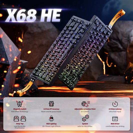 ATTACK SHARK X68 HE 8000Hz Rapid Trigger Keyboard 0.02mm black