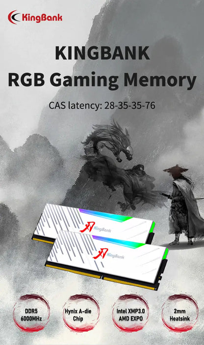 Kingbank KRRW DDR5 6000MHz 16GB*2 UDIMM A Hynix CL28 White RGB