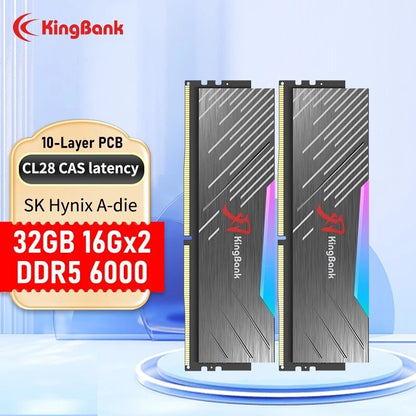 Kingbank KRRB DDR5 6000MHz 16GB*2 UDIMM A Hynix CL28 Black RGB