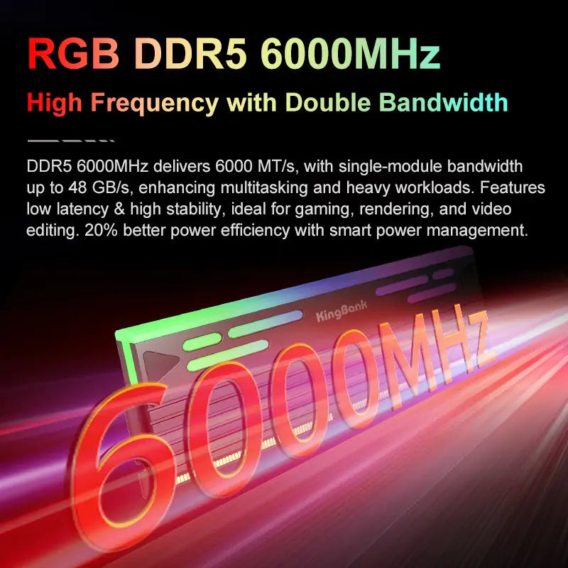 Kingbank KFRB DDR5 6000MHz 16GB*2 UDIMM A Hynix CL26 Black RGB
