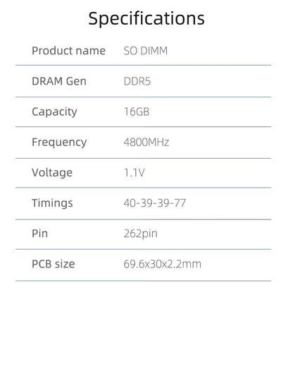 Kingbank KDSN DDR5 4800MHz CL46 16GB SODIMM