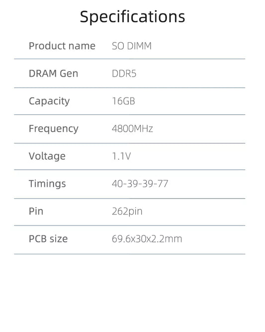 Kingbank KDSN DDR5 4800MHz CL46 16GB SODIMM