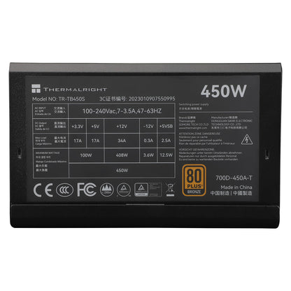 Thermalright TR-TB450S 450W ATX Power Supply – 80 PLUS Bronze Certified