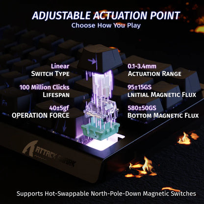 ATTACK SHARK X68 HE 8000Hz Rapid Trigger Keyboard 0.02mm black