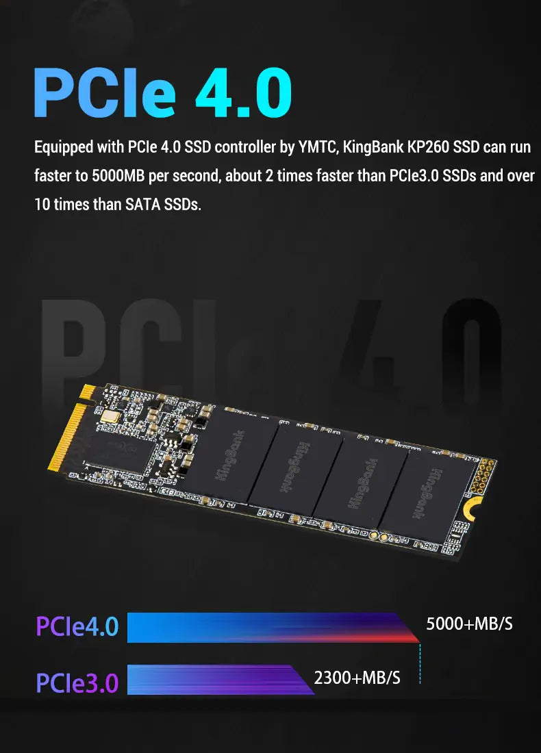 Kingbank KP260 M.2 PCIe Gen 4.0 SSD Upto 5000MB/s Read 4500MB/s Write 2TB