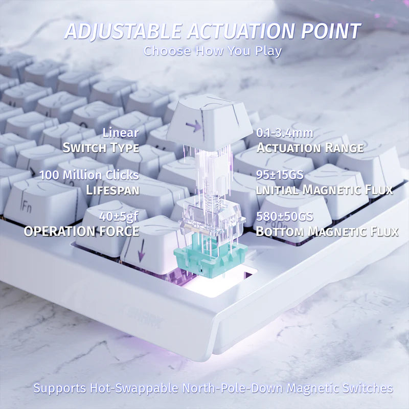 ATTACK SHARK X68 HE 8000Hz Rapid Trigger Keyboard 0.02mm white