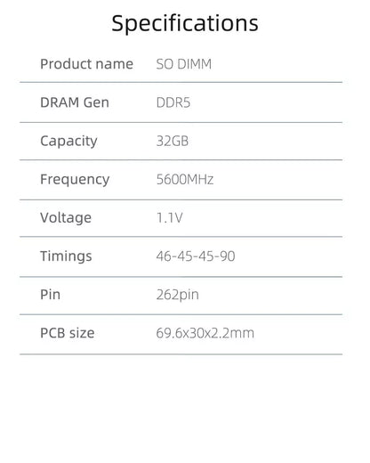 Kingbank KDSN DDR5 5600MHz CL46 32GB SODIMM