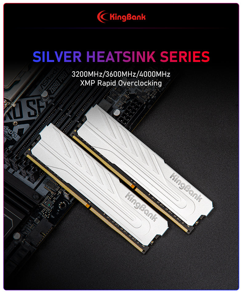Kingbank KJXS DDR4 3200MHz 8GB UDIMM CL16 Silver - Single 8G