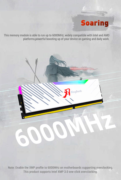 Kingbank KRRW DDR5 6000MHz 32GB*2 UDIMM M Hynix CL36 White RGB