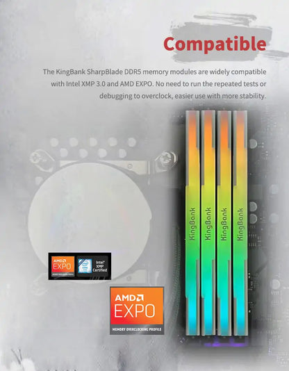 Kingbank KRRW DDR5 6000MHz 16GB*2 UDIMM A Hynix CL28 White RGB