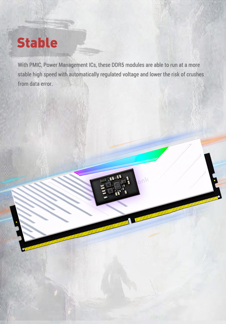 Kingbank KRRW DDR5 6000MHz 32GB*2 UDIMM M Hynix CL36 White RGB