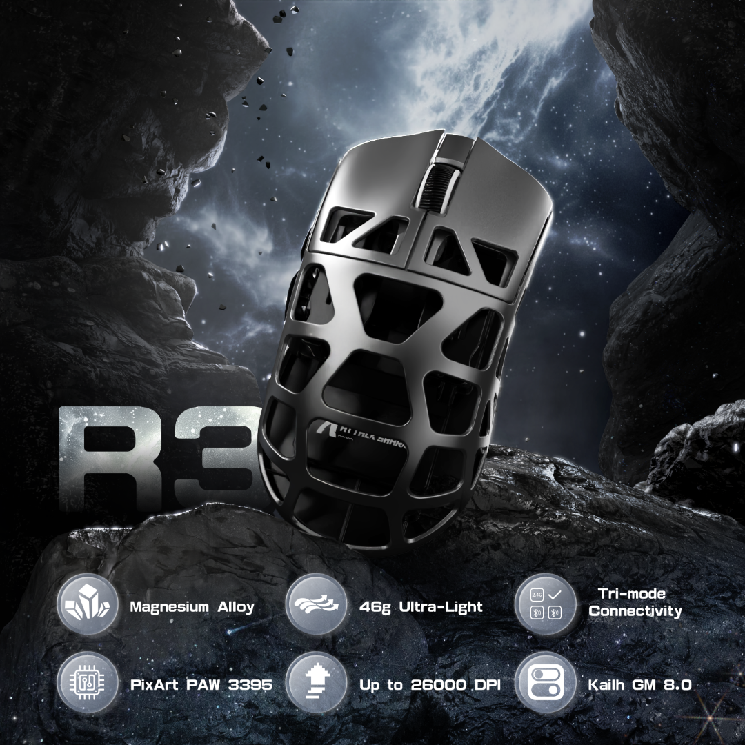 ATTACK SHARK R3 Magnesium Alloy Gaming Mouse 8K - Silver