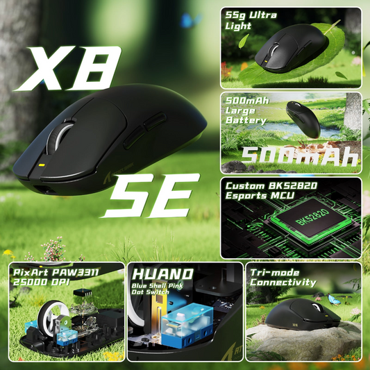 ATTACK SHARK X8 Series Tri-mode Lightweight Wireless Gaming Mouse