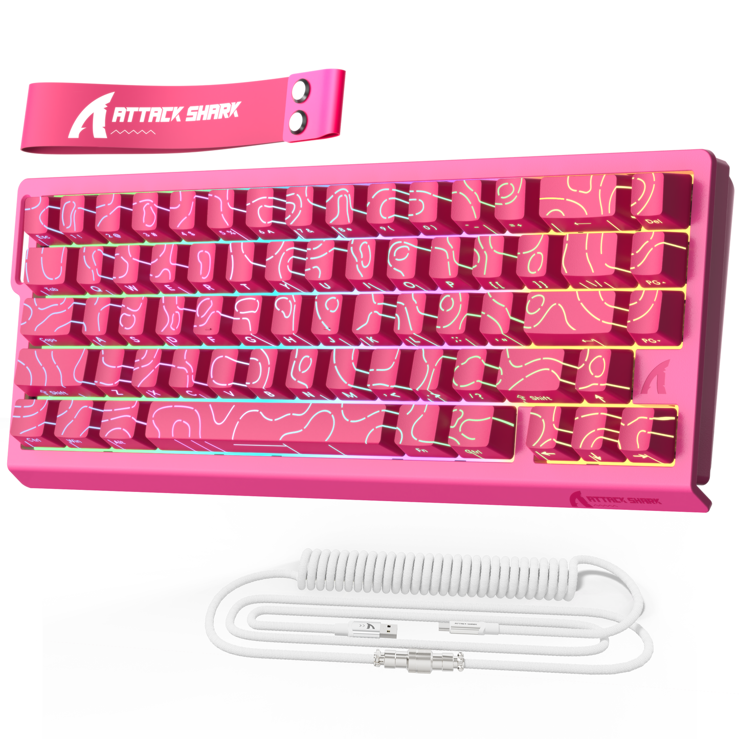 ATTACK SHARK X68 HE Rapid Trigger Keyboard Magnetic Switch with C01PRO Coiled Cable